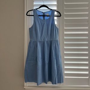 J Crew Lt Blue Seersucker Dress with pockets, Size 6